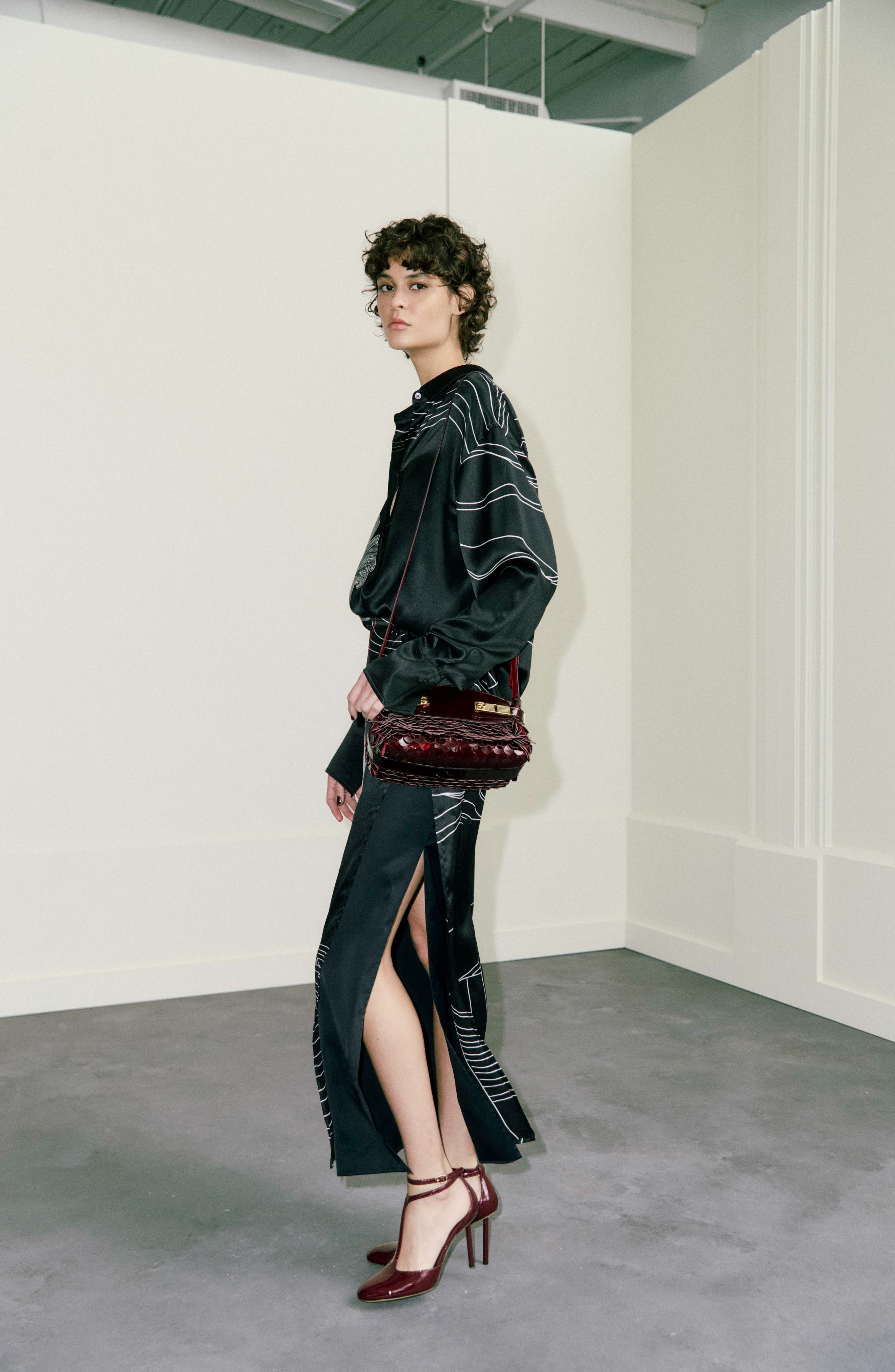 FERRAGAMO Small Hug Patent Leather & Sequin Pouch Bag, Alternate, color, 