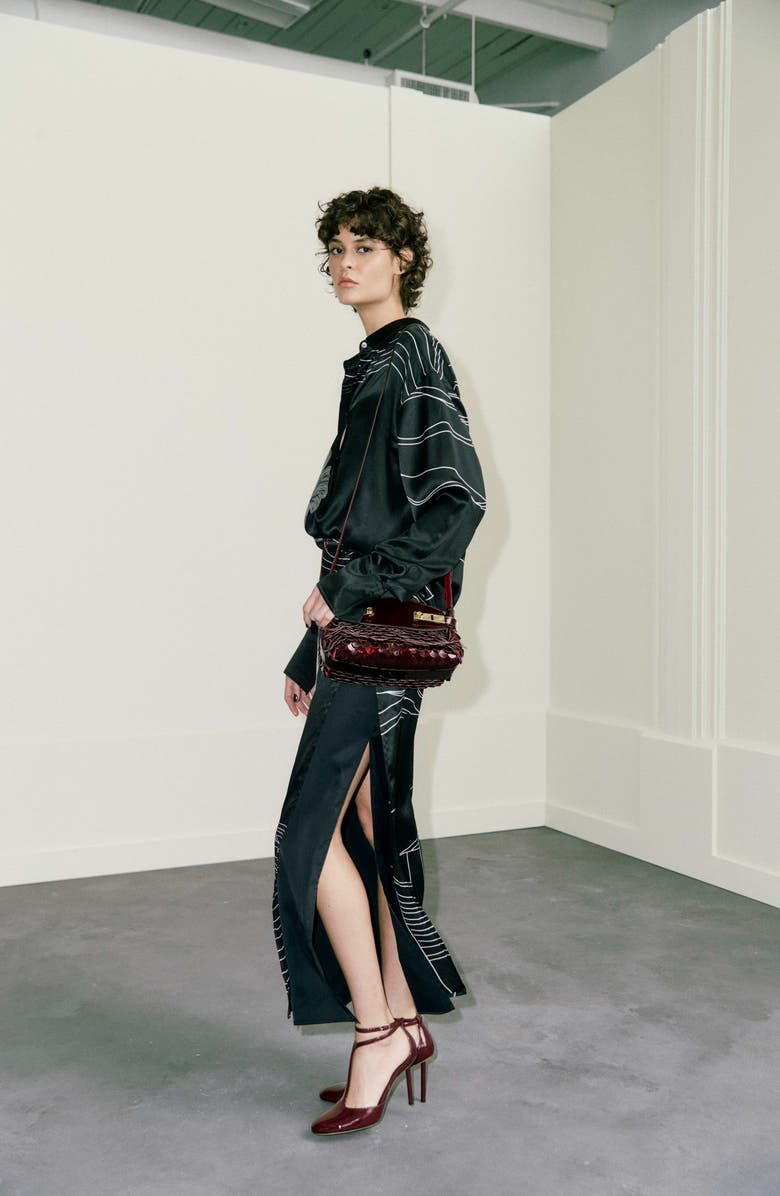 FERRAGAMO Small Hug Patent Leather & Sequin Pouch Bag, Alternate, color,