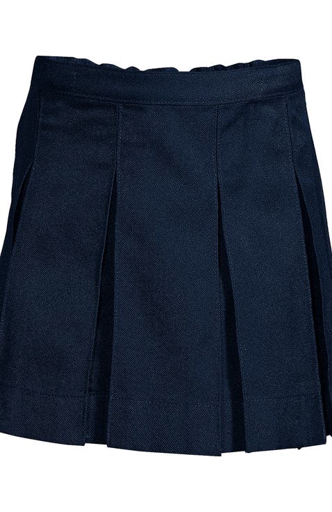 School Uniform Girls Solid Box Pleat Skirt Top of Knee
