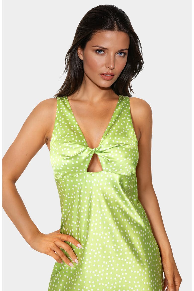 Swiss Dot Twist Keyhole Slipdress, Alternate, color, GREEN/ WHITE