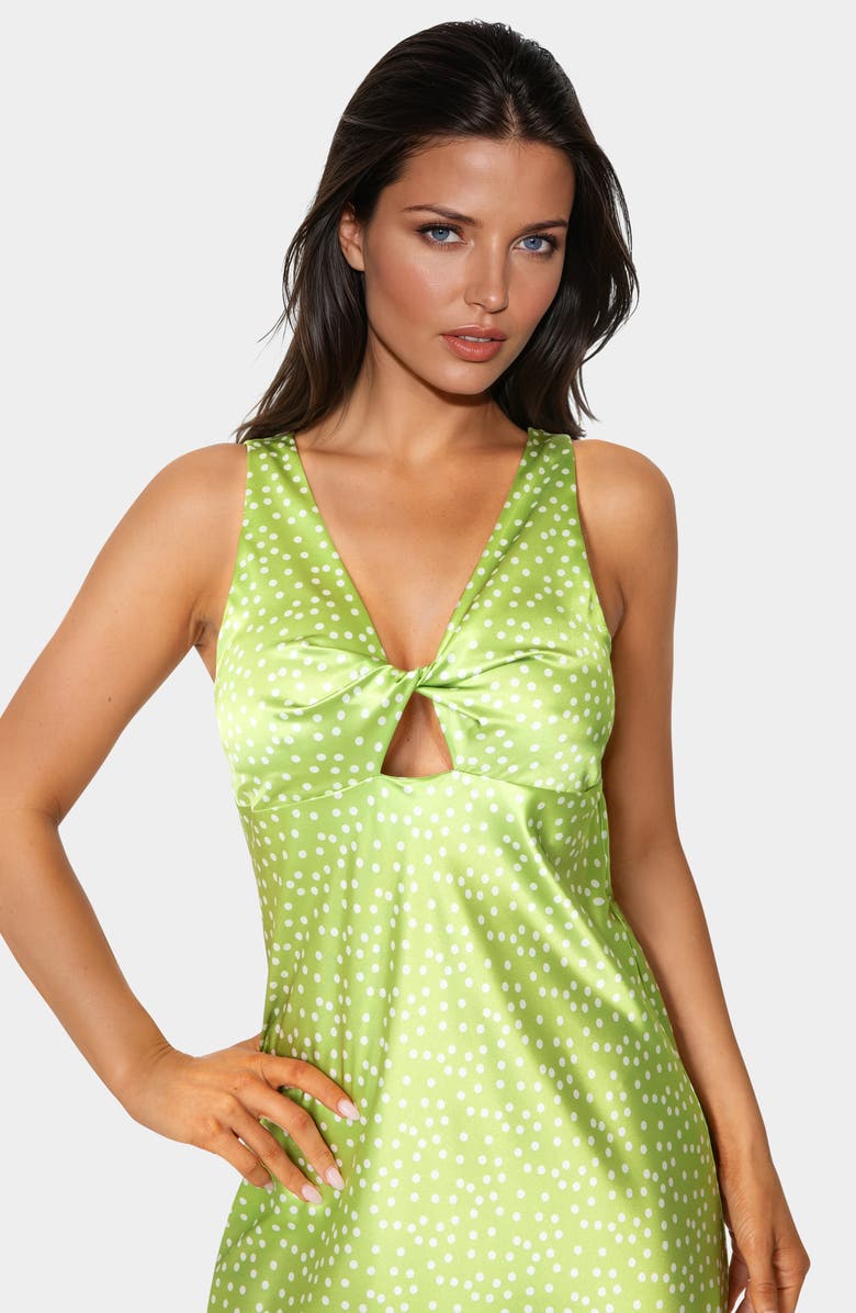 bebe Swiss Dot Twist Keyhole Slipdress, Alternate, color,