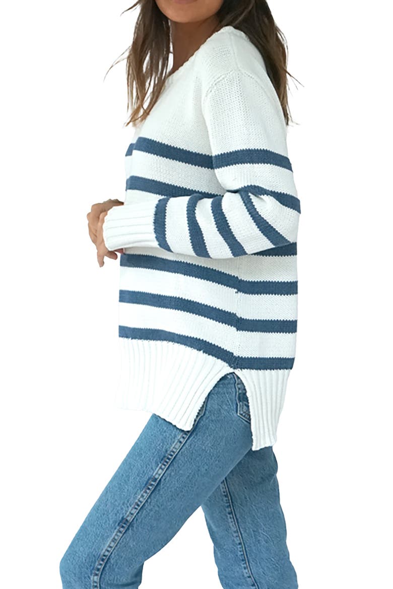 Jodi Stiped Sweater Tunic, Alternate, color, Indigo Stripe