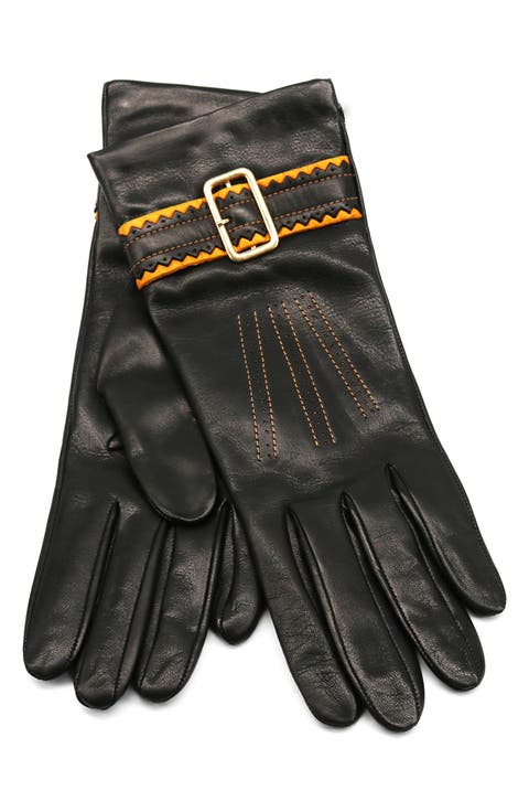 Buckle Leather Gloves