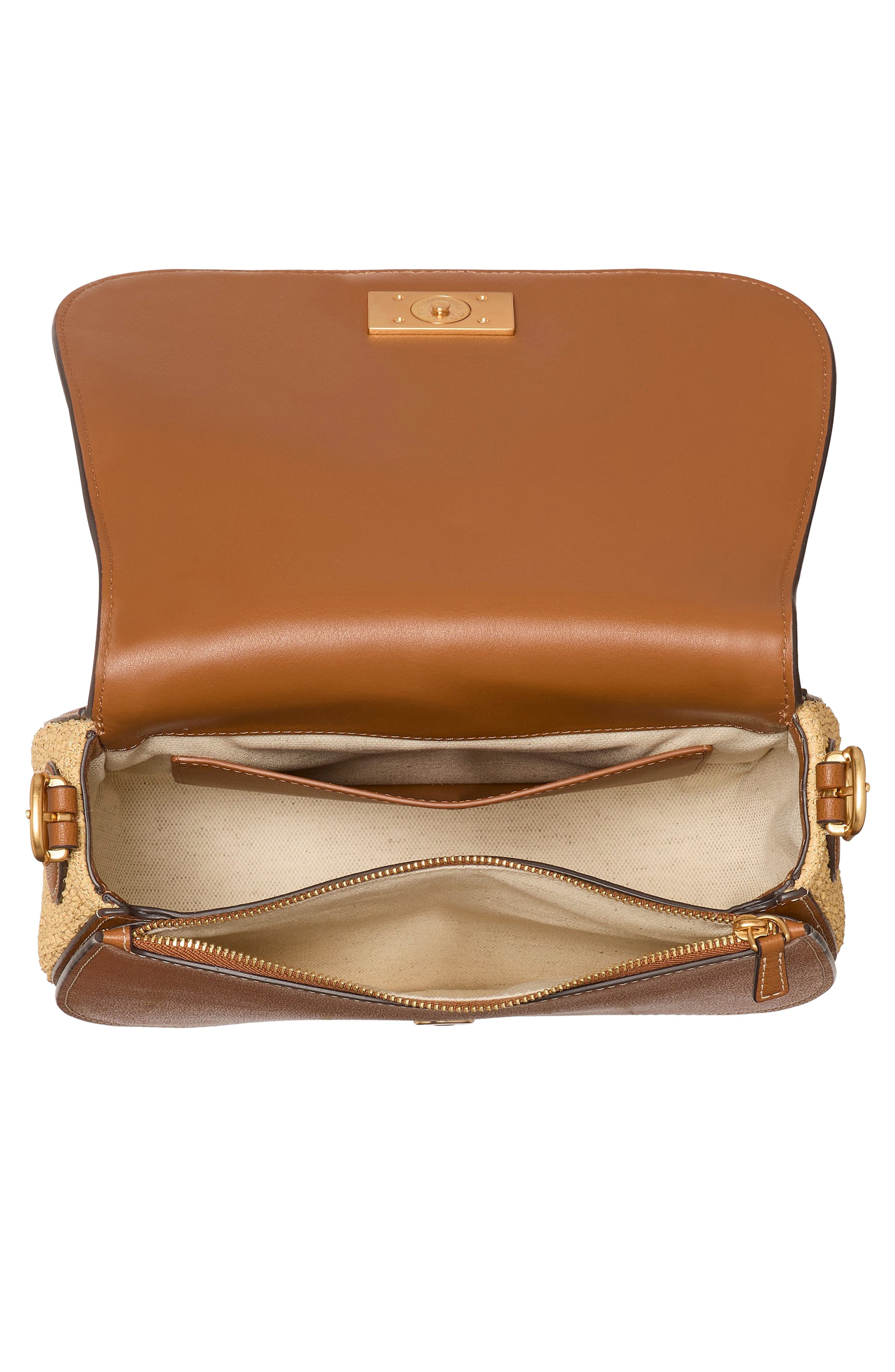 Kate Spade New York medium noveau straw saddle crossbody bag, Alternate, color, 