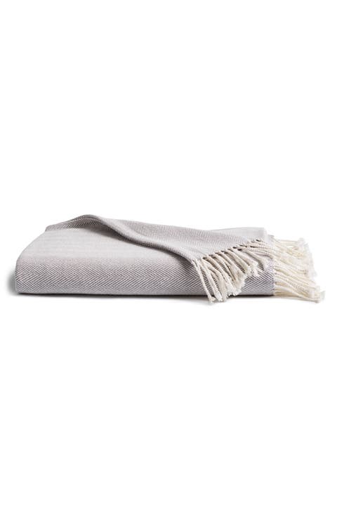 Herringbone Fringe Cotton Throw Blanket
