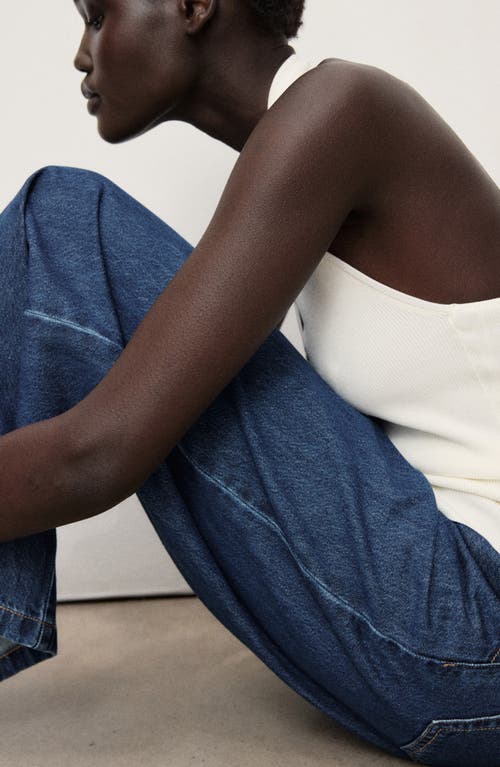 Mango Pleated Wide Leg Jeans In Blue