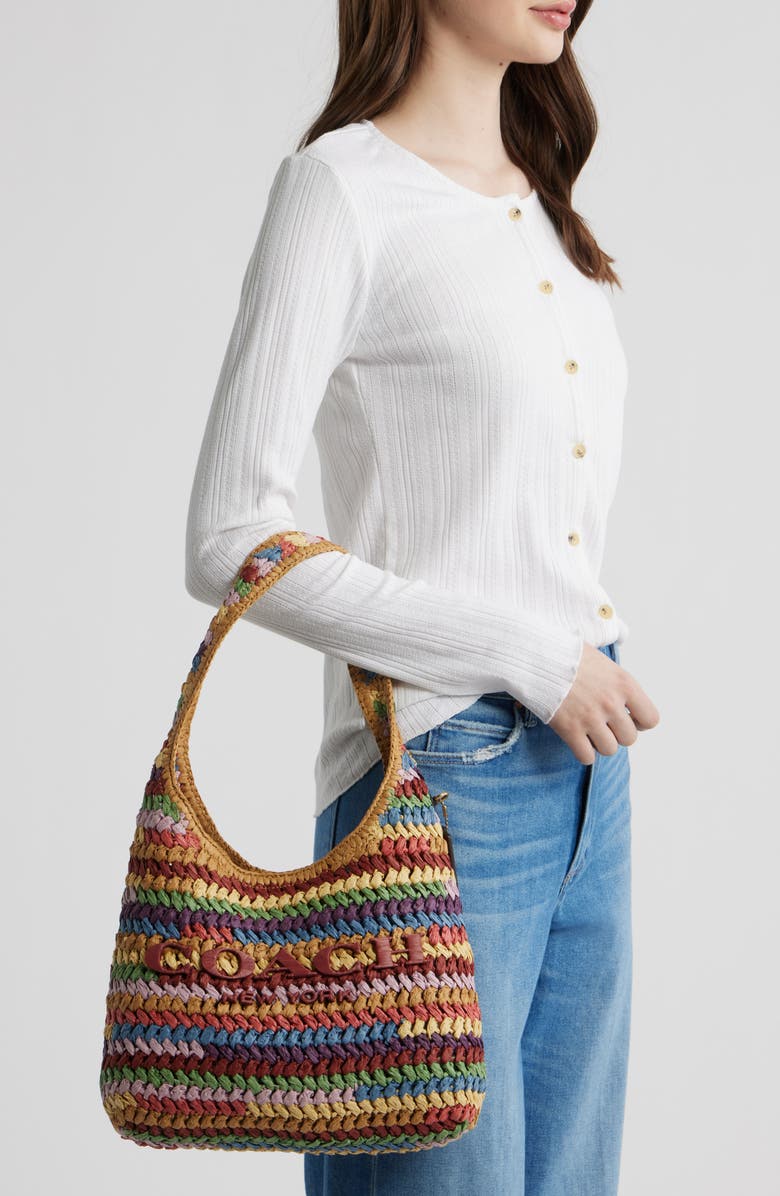 COACH Brooklyn 28 Woven Shoulder Bag, Alternate, color, Beige Multi