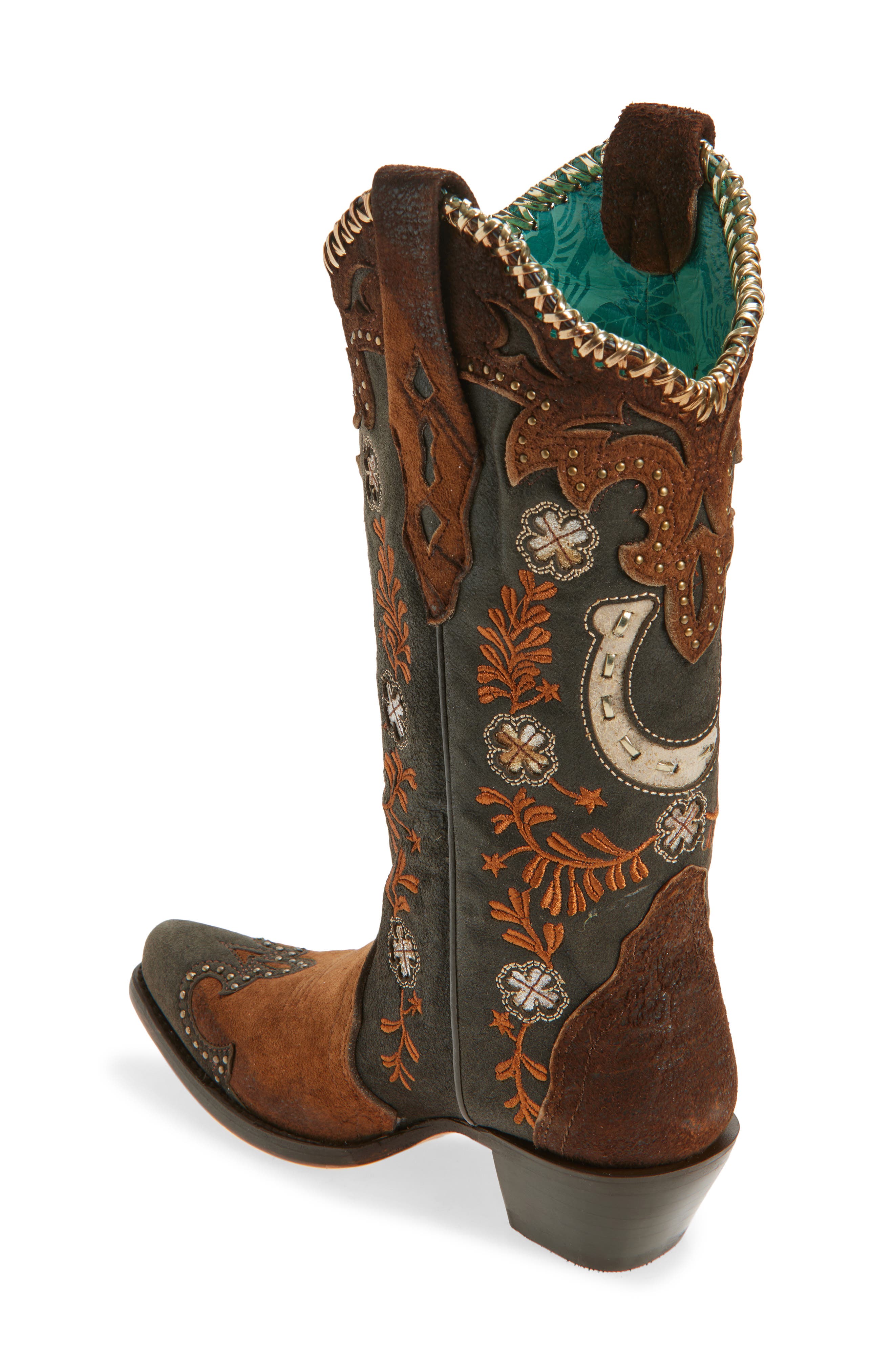 CORRAL Horseshoe Overlay Western Boot, Alternate, color, Brown