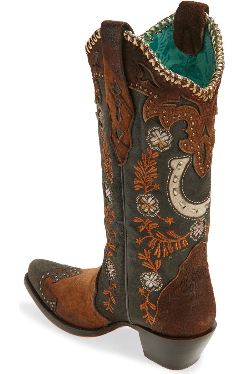 CORRAL Horseshoe Overlay Western Boot, Alternate, color, Brown