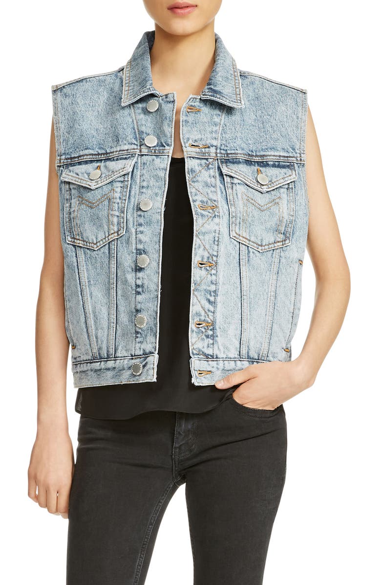 maje Benedict Denim Vest, Main, color,