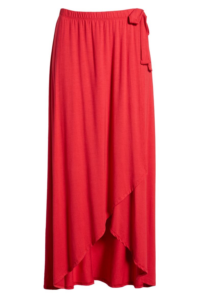 Faux Wrap Skirt, Alternate, color, RED