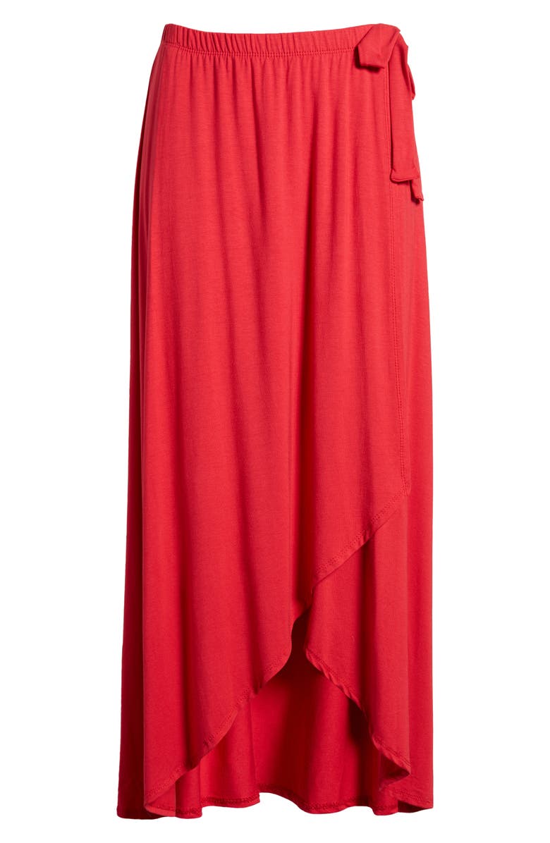 Loveappella Faux Wrap Skirt, Alternate, color, Red