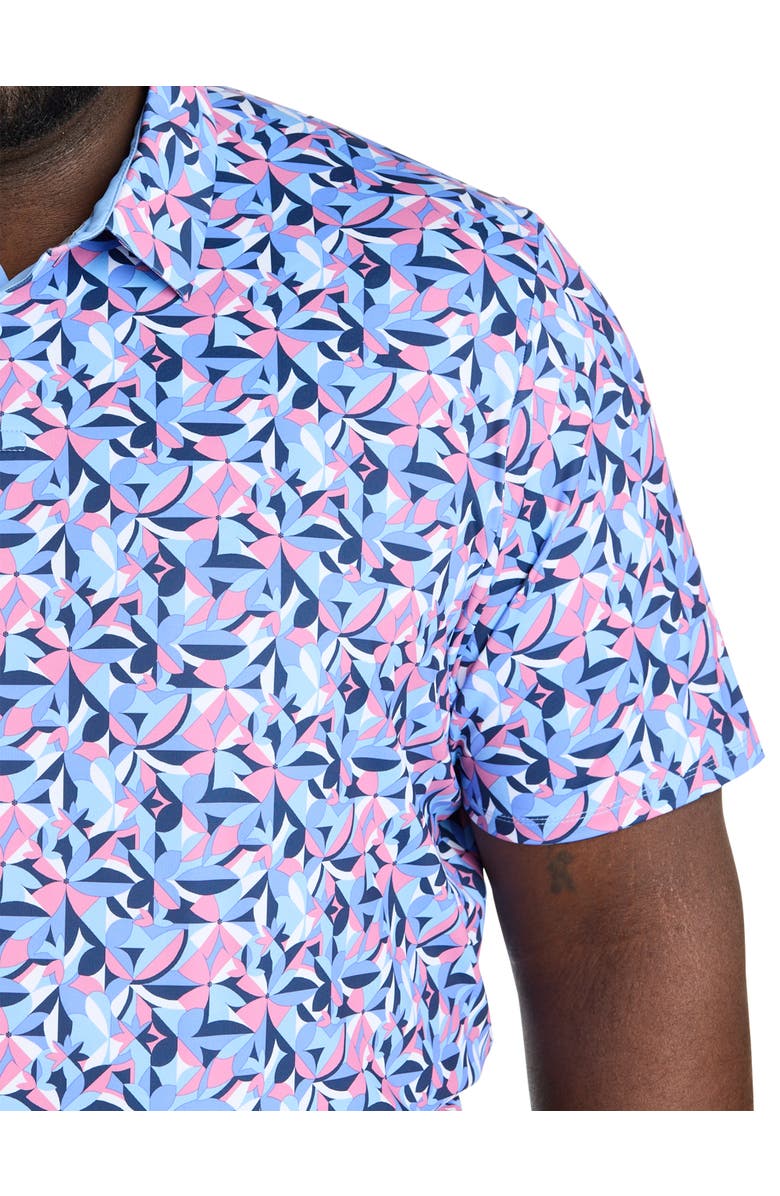 Callaway Big & Tall Dogwood Floral Geometric Polo Shirt, Alternate, color, Vista Blue