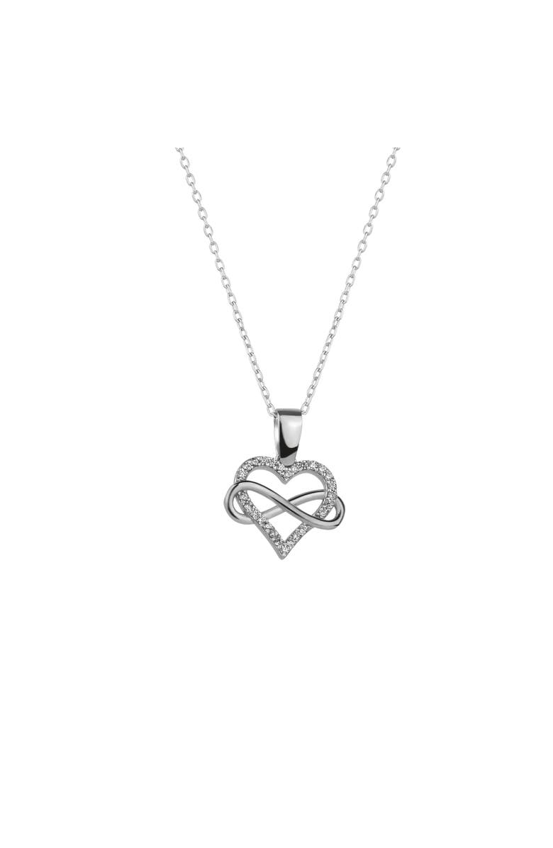 Spero London Infinity Heart Love Sterling Silver Pendant Necklace, Main, color, Silver