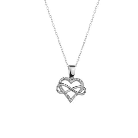 Infinity Heart Love Sterling Silver Pendant Necklace