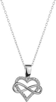 Spero London Infinity Heart Love Sterling Silver Pendant Necklace
