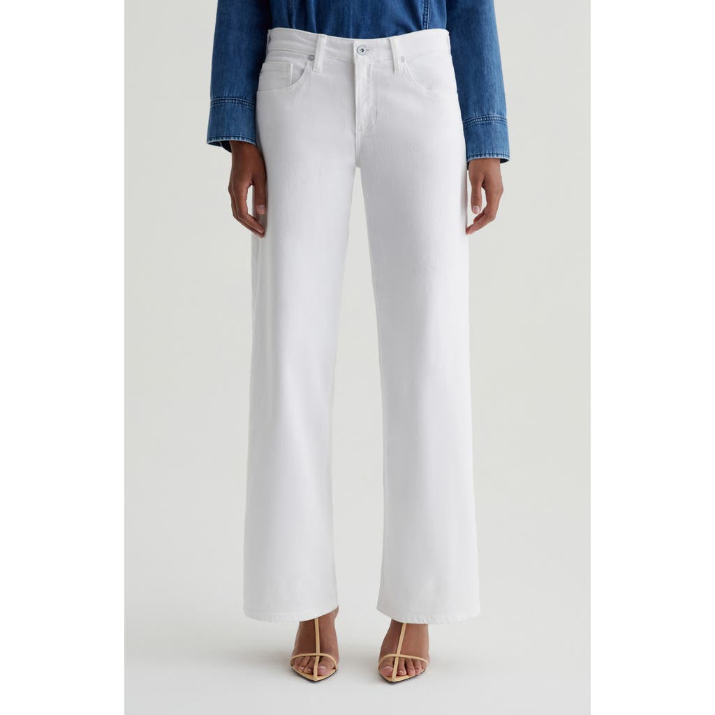 Ag Adria Mid Rise Wide Leg Jeans In Gallery White In Gallery White