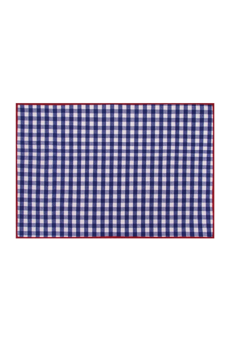 Patriotic 4th of July Red & Blue Plaid 100% Cotton Set of 6 Placemats 14" x 20", Alternate, color, White