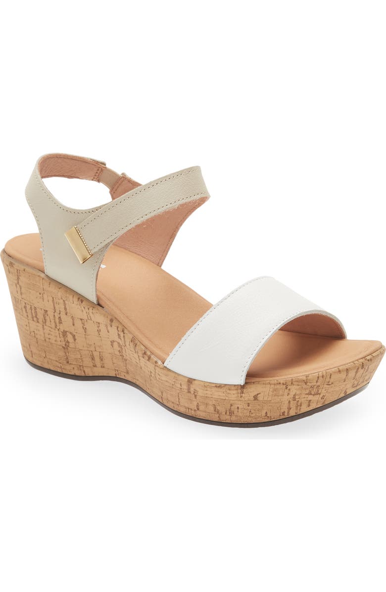 Naot Summer Platform Wedge Sandal, Main, color, Soft White/ Soft Ivory Leather