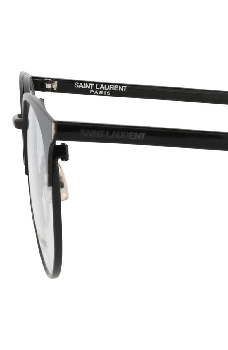 Saint Laurent 52mm Round Optical Glasses, Alternate, color, Black Black Transparent