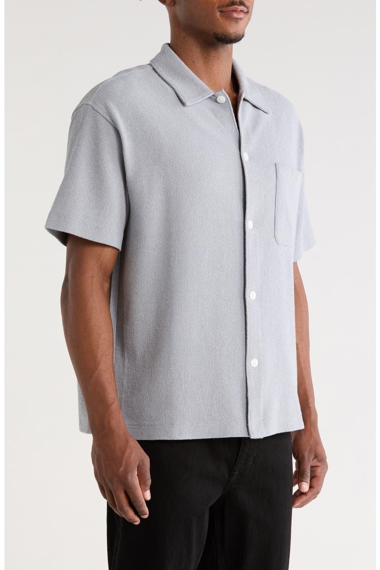 Textured Cotton Blend Button-Up Shirt, Alternate, color, BLUE GREY