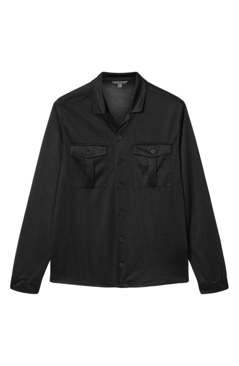 John Varvatos Sintra Summer Military Button-Up Shirt, Alternate, color, Black