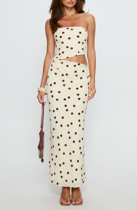 Jasira Strapless Polka Dot Maxi Dress