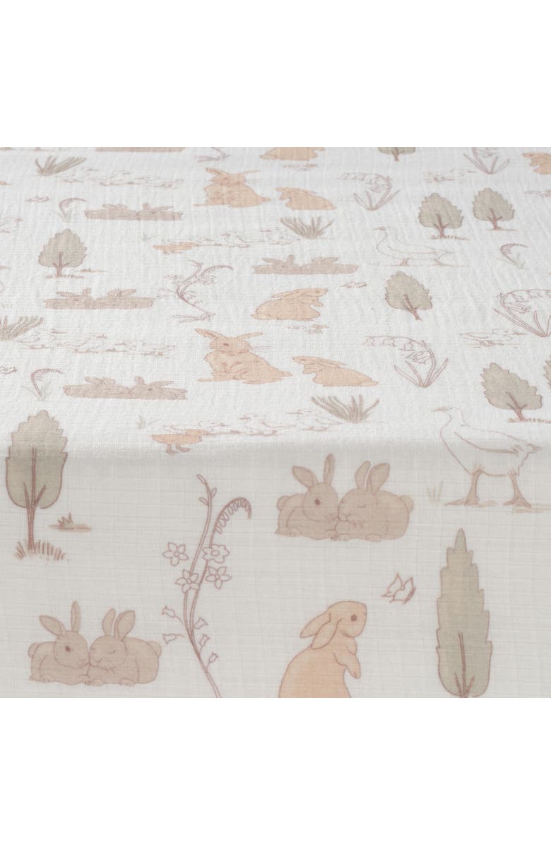 Lambs & Ivy Signature Bunny Hop Organic Cotton Muslin Baby Fitted Crib Sheet, Alternate, color, Cream