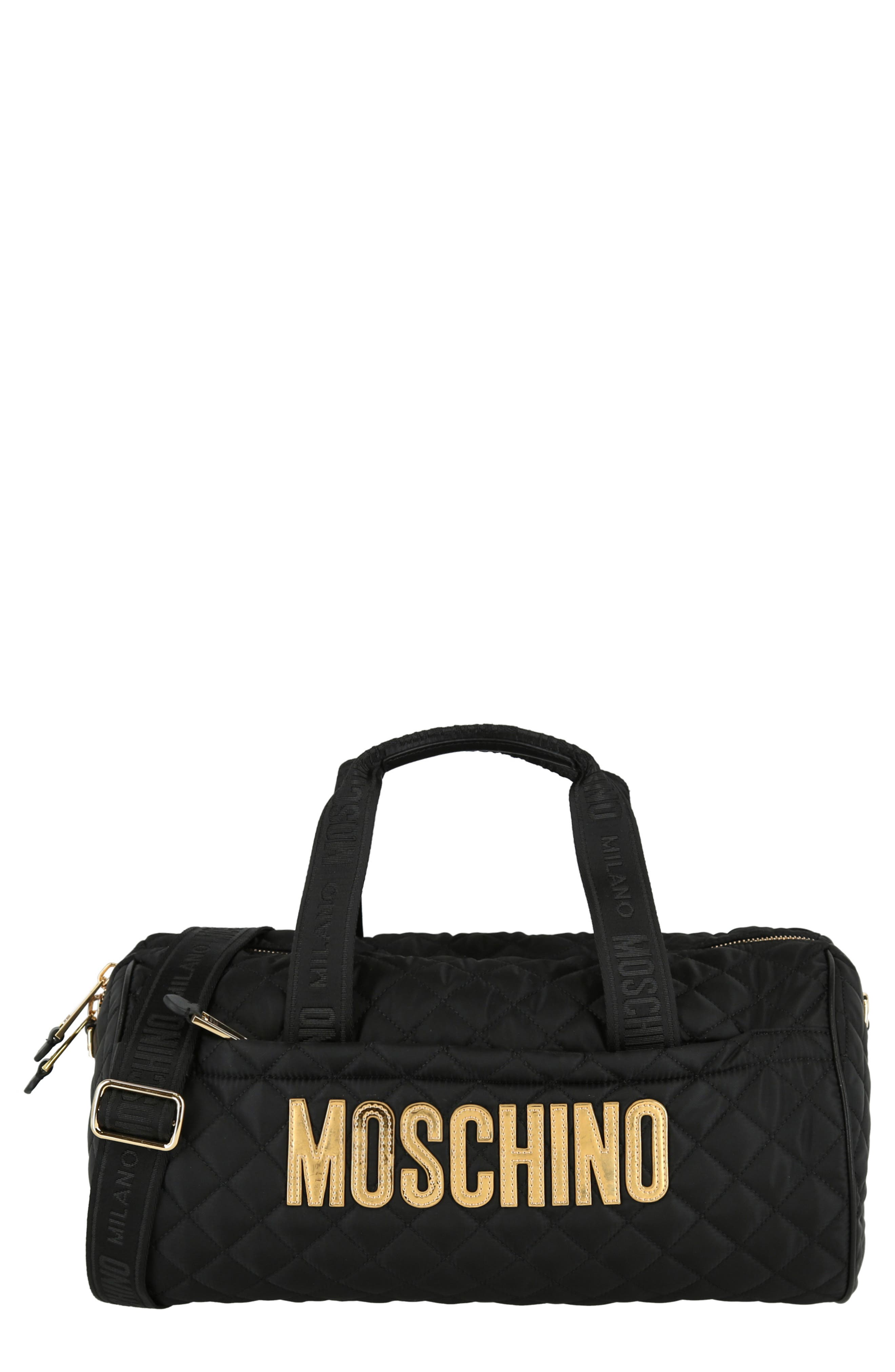 Moschino Travel Quilted Duffle Bag, Main, color, 