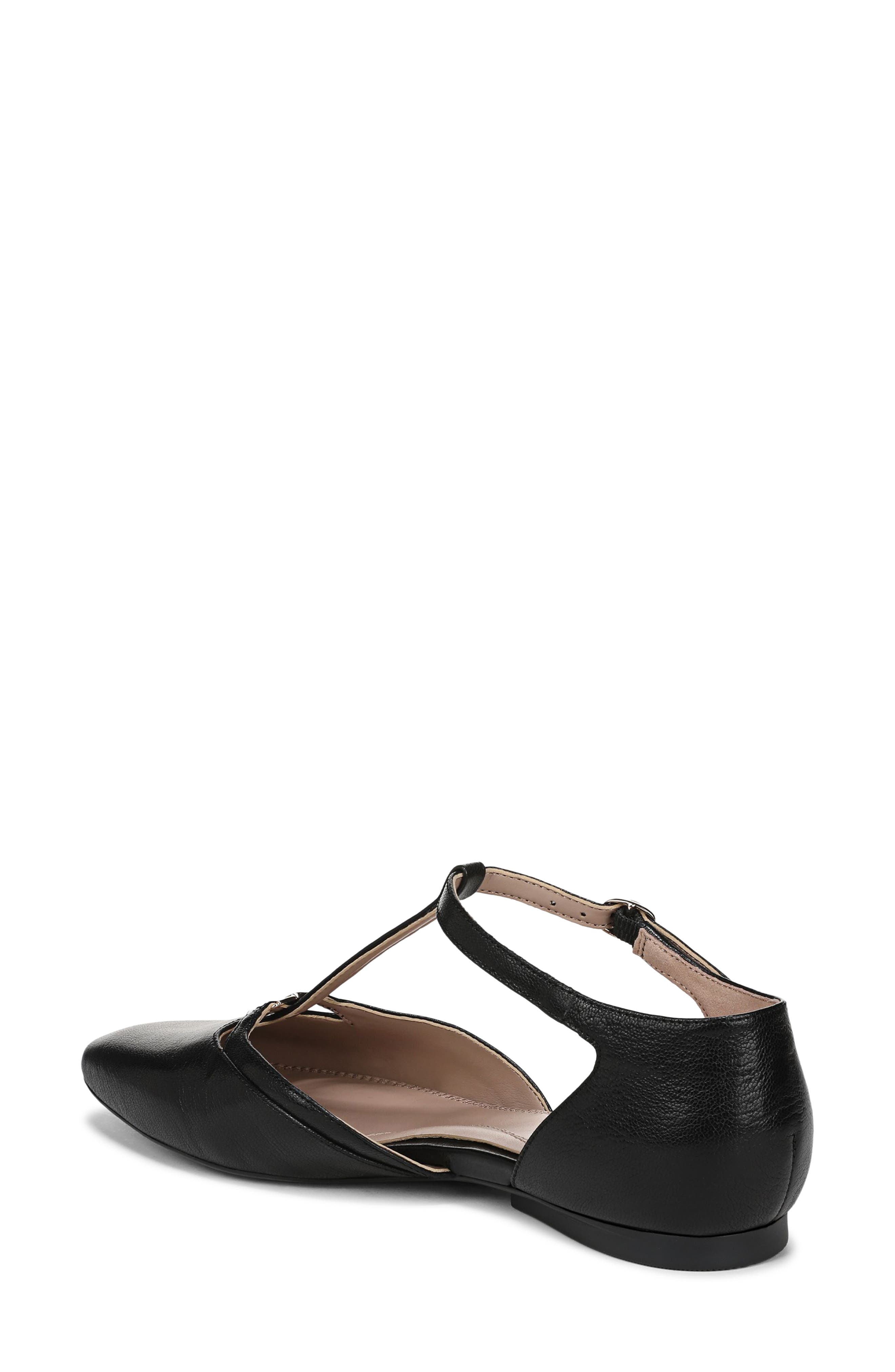 Naturalizer Caresse T-Strap Flat, Alternate, color, Black Leather