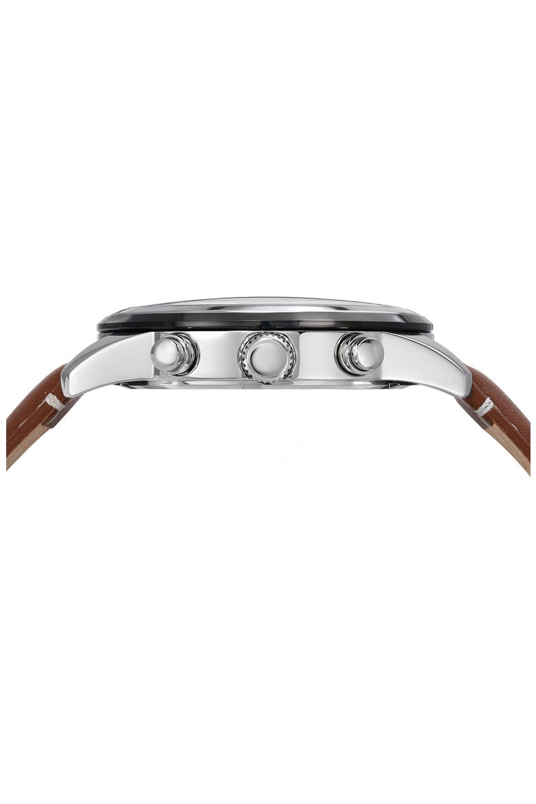 Men's Arthur Chronograph Leather Strap Watch, 44mm, Alternate, color, SILVER/BROWN