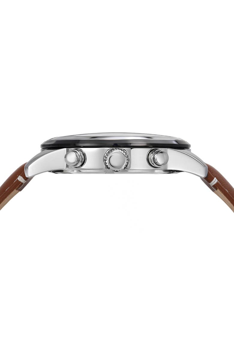 PORSAMO BLEU Men's Arthur Chronograph Leather Strap Watch, 44mm, Alternate, color, Silver/Brown