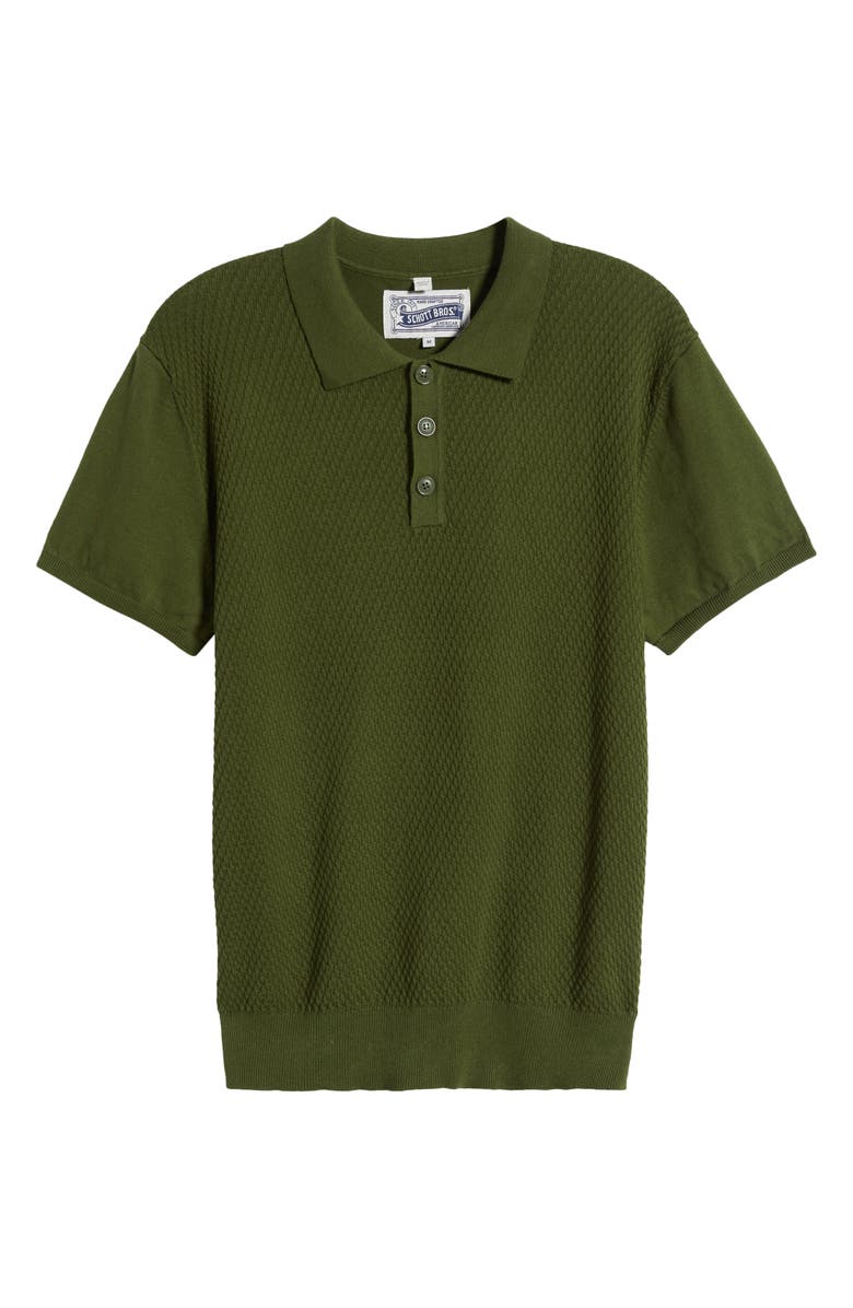 Schott NYC Basket Weave Cotton Knit Polo, Alternate, color, Olive