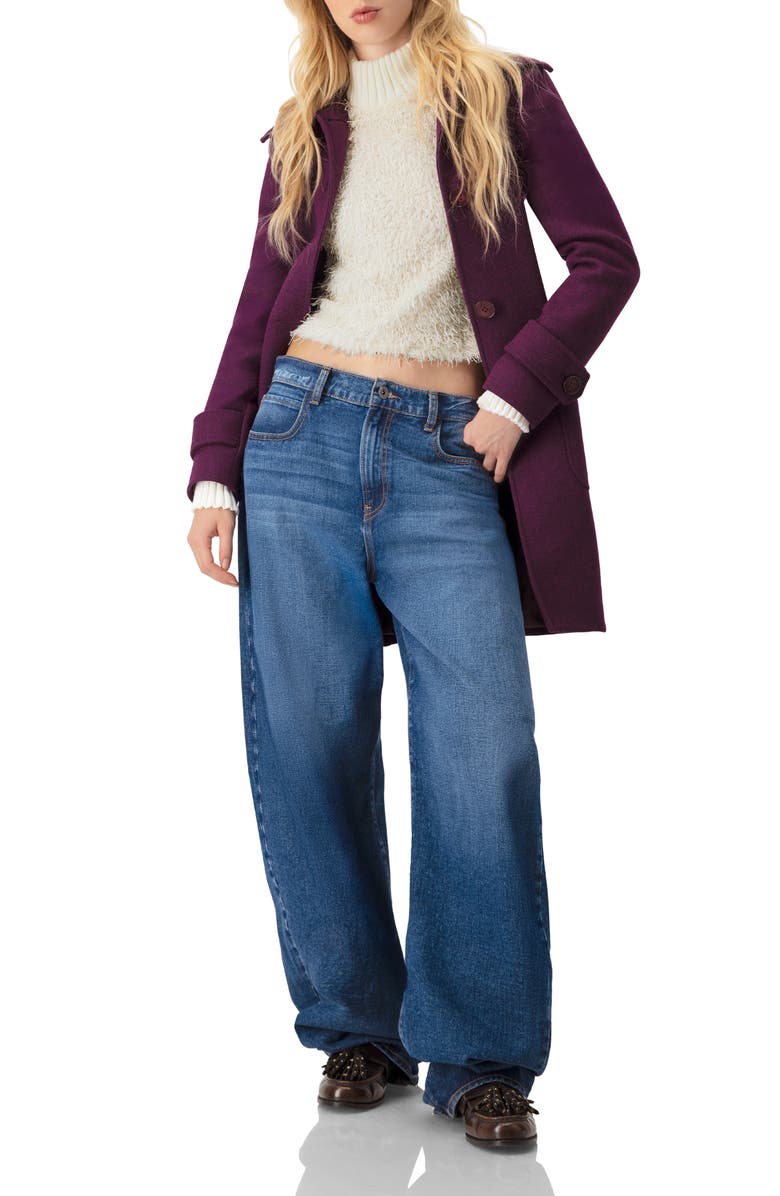 IVONNE Long Sleeve Fringe Blouse with Ribbed High Neck, Alternate, color, Ivory