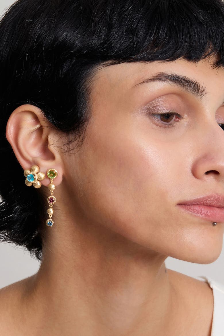 Flore Energy Cascade Earrings Green - Pink - Blue, Alternate, color, Gold Multi