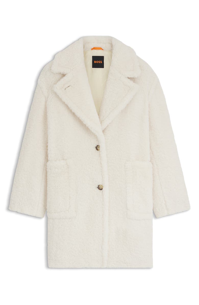 BOSS Orange Catedy Faux Shearling Coat, Alternate, color, Open White
