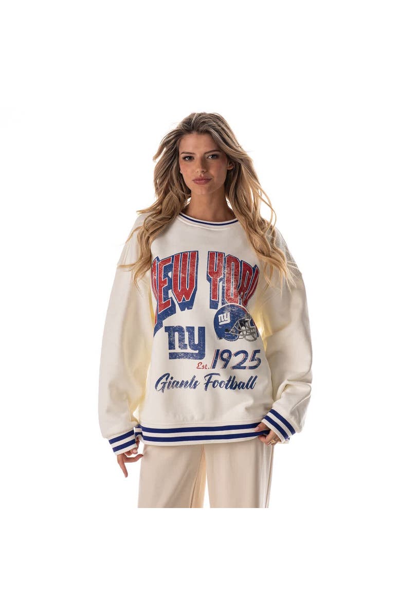 THE WILD COLLECTIVE Women's The Wild Collective Cream New York Giants Oversized Vintage French Terry Sweatshirt, Alternate, color, 