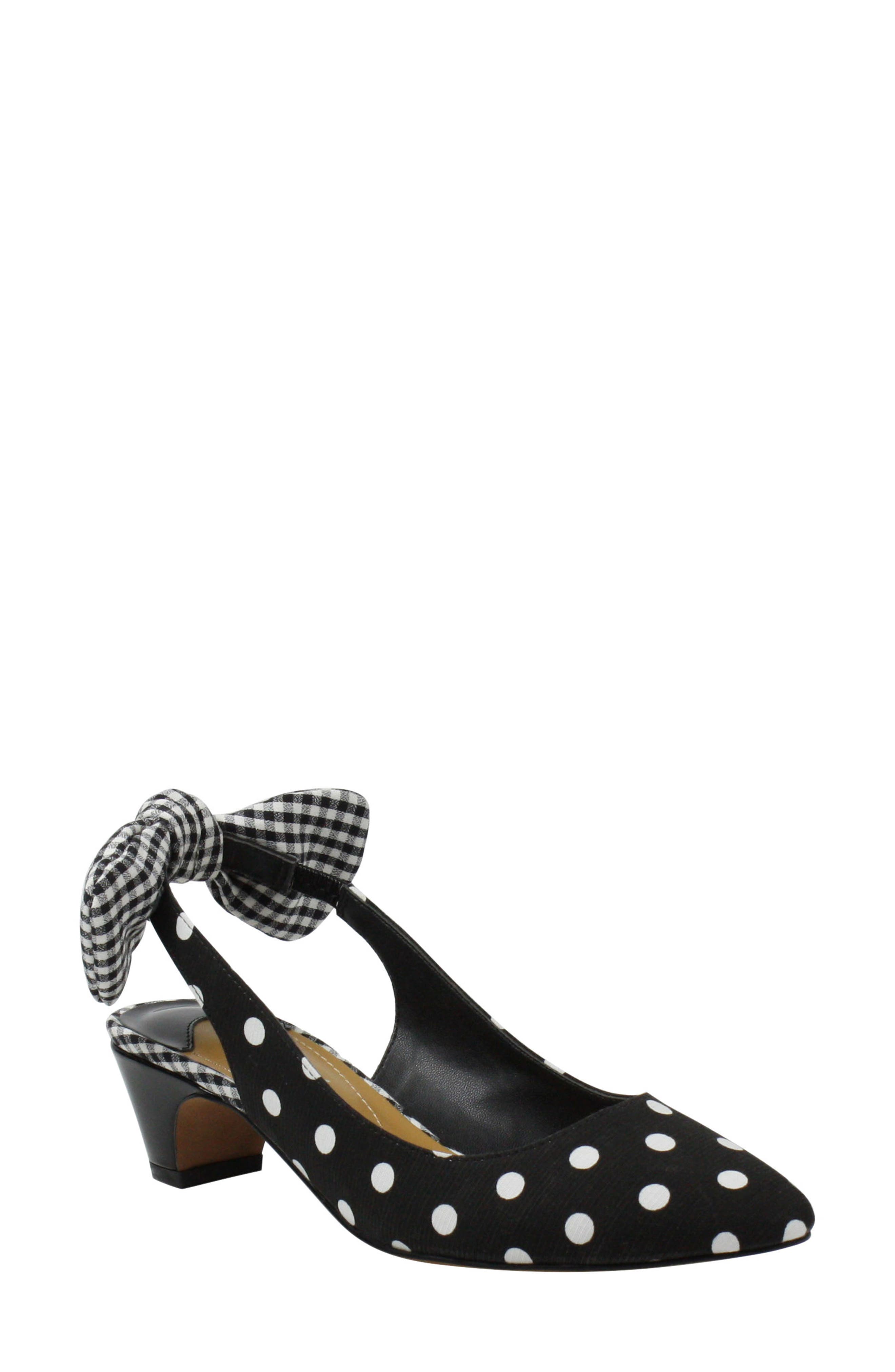 Gleda Slingback Pump, Main, color, BLACK/ WHITE POLKA DOT FABRIC