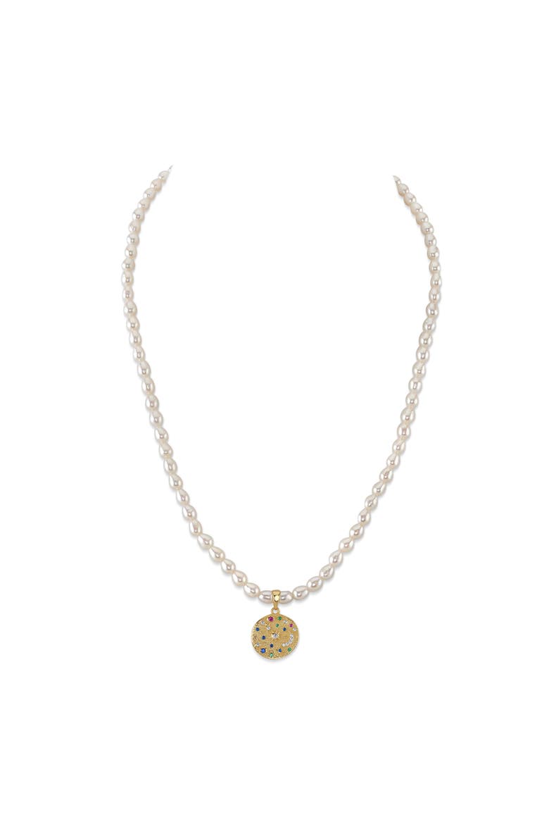 4.0-4.5mm White Freshwater Oval Pearl Astrid Necklace, Main, color, Yellow Gold Fill