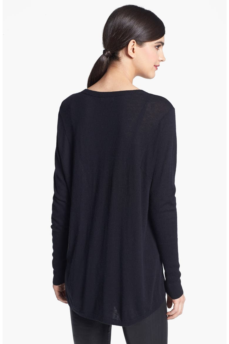 V-Neck High/Low Sweater, Alternate, color, BLACK