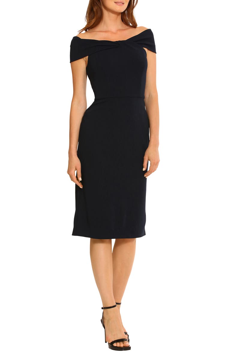 Maggy London Off the Shoulder Sheath Cocktail Dress, Alternate, color, 
