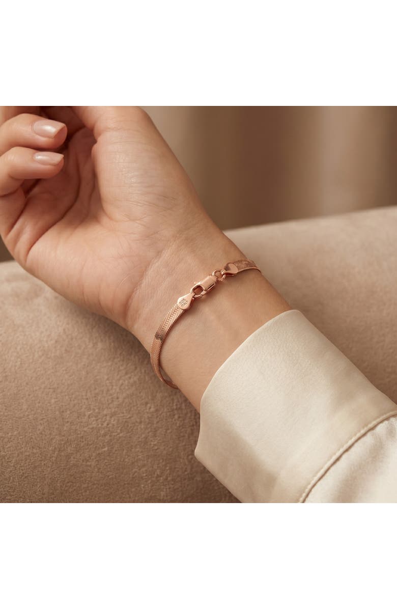 Spero London Italian Herringbone Sterling Chain Bracelet, Alternate, color, Rose Gold