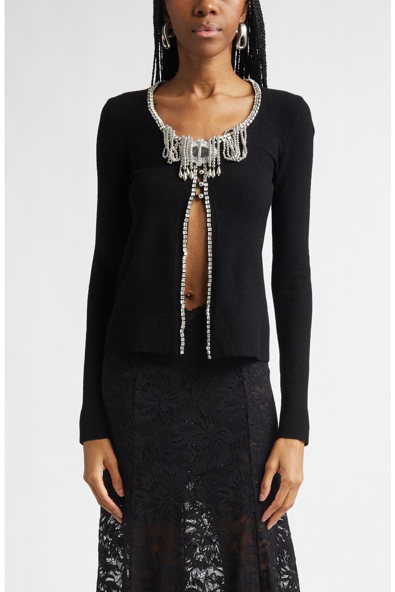 Embellished Cutaway Cardigan, Main, color, BLACK