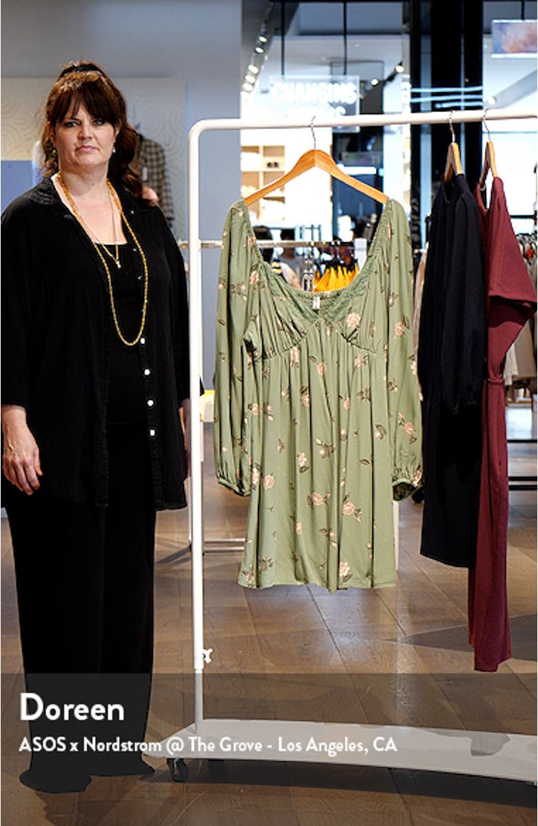 Lace Trim Long Sleeve Babydoll Dress, sales video thumbnail