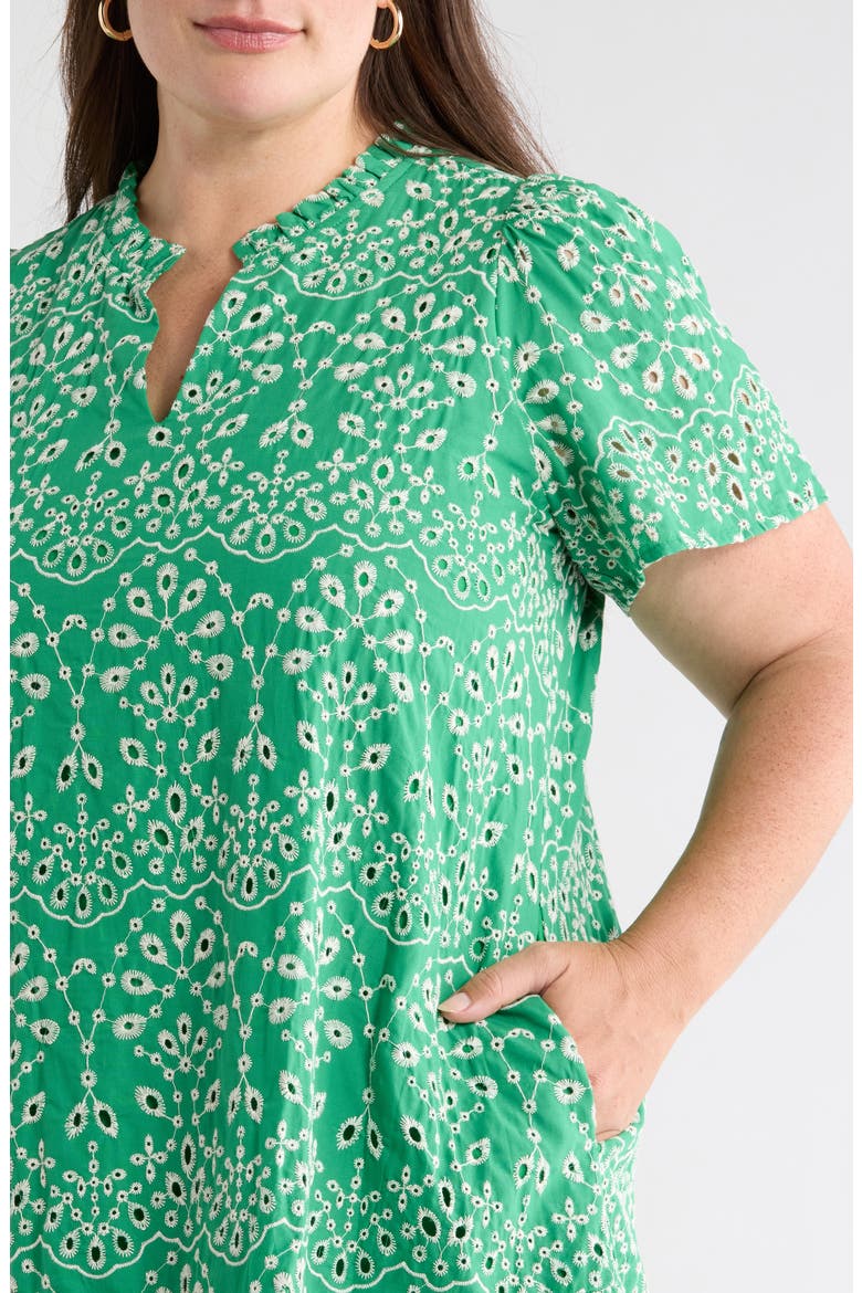 Viridiana Floral Eyelet Minidress, Alternate, color, KELLY GREEN