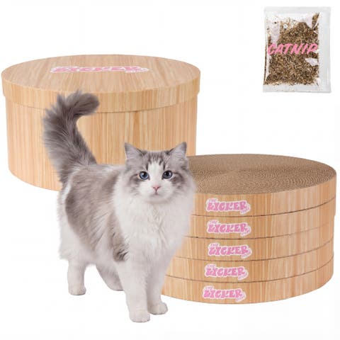 Kate Modern Patterned Cardboard Reversible Cat Scratcher Pad In Box with Catnip