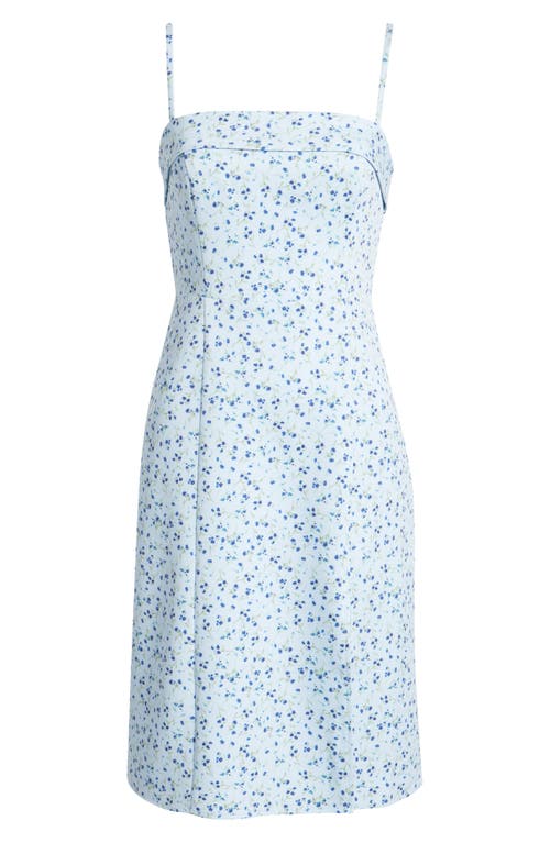 French Connection Echo Crepe Strappy Midi Dress In Icy Blue Multi In Icy Blue Multi