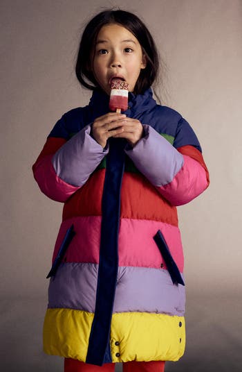 Kids' Longline Hooded Quilted Puffer Coat