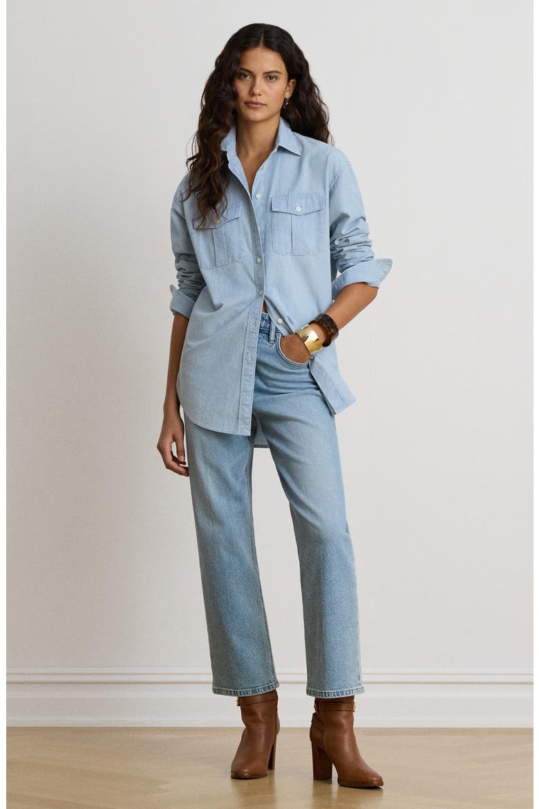 Durrell Cotton Button-Up Shirt, Alternate, color, CHAMBRAY WASH BLUE