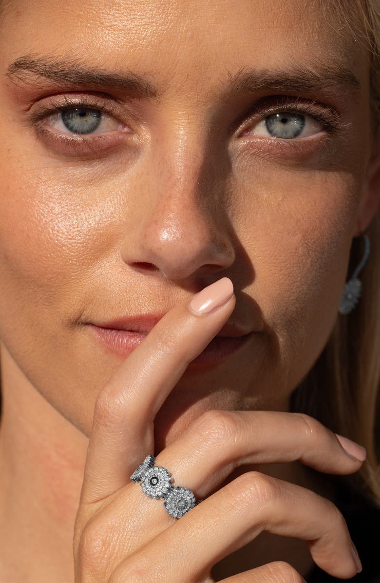 Sheryl Lowe Diamond Daisy Band Ring, Alternate, color, Sterling Silver